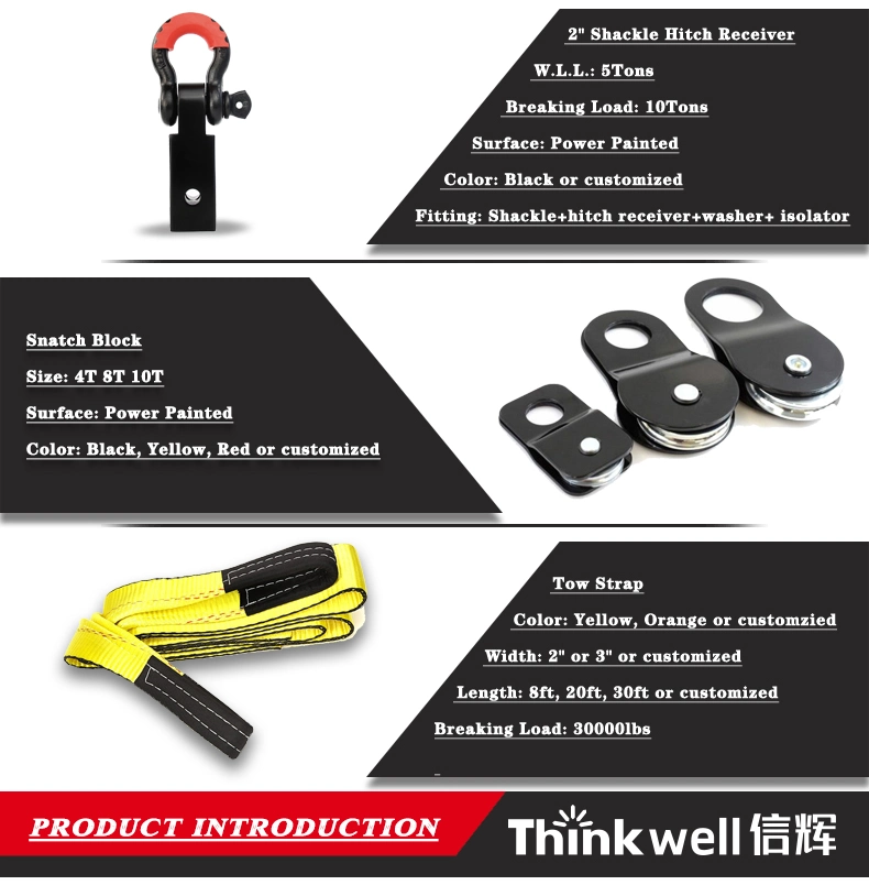 D Ring Shackle Loop End Recovery Tow Strap