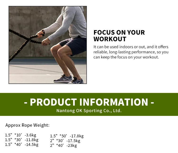 Okpro Strength Training Gym Fitness Battle Ropes with Nylon Strap