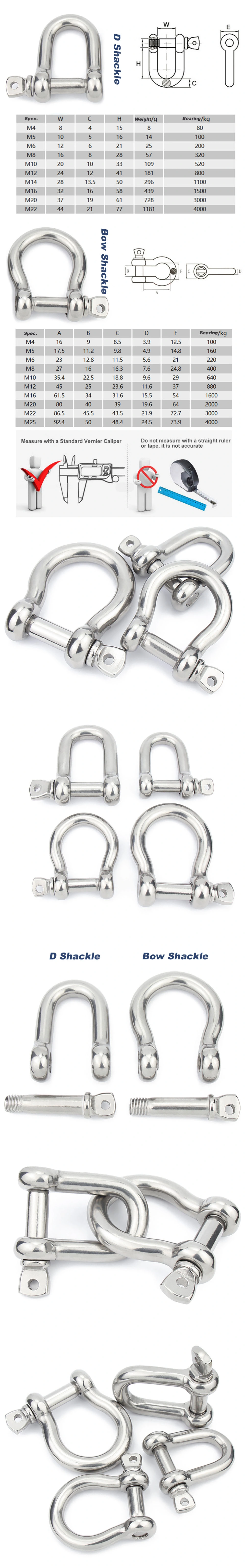 Hot Forged JIS Type Marine Screw Pin Shackle Adjustable 3/4 Metal Omegal Shackles Stainless Steel Bow Shape Anchor Shackle